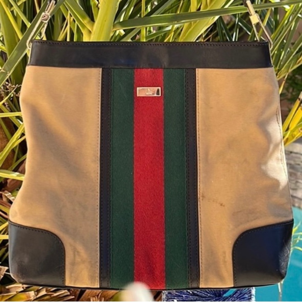 Vintage GUCCI Canvas Shoulder Bag